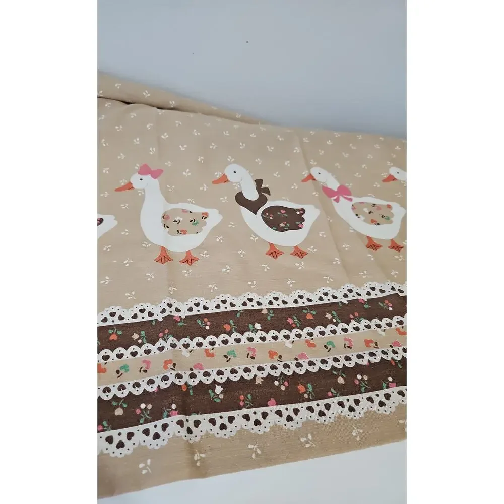 Geese 3 Pc Kitchen Curtain Set Valance Panels Cottagecore Country Bow Vintage